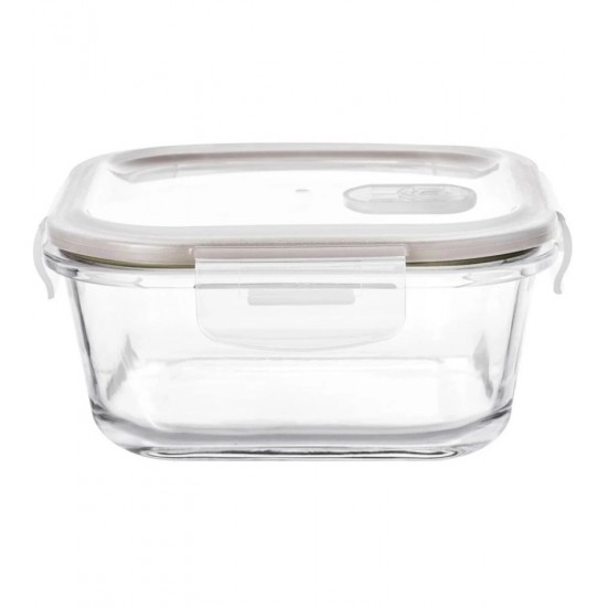 Pote 520ml 13,7x13,7x6,5cm Hermético Quadrado Em Vidro Borossilicato Com Tampa